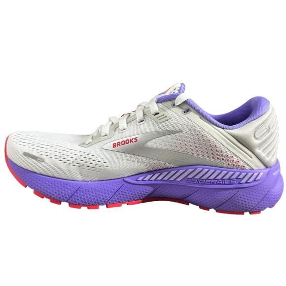 Brooks Sneaker Women 9B Med Adrenaline GTS 22 White Purple Running Walking Gym - Picture 1 of 13